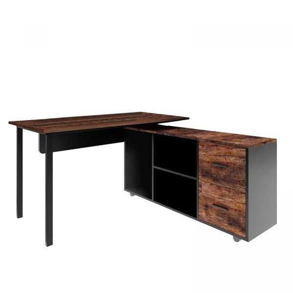 Computer Office Desk Table Bookcase Study Bookshelf Writing Laptop Workstation Storage Shelves with Detachable Cabinet