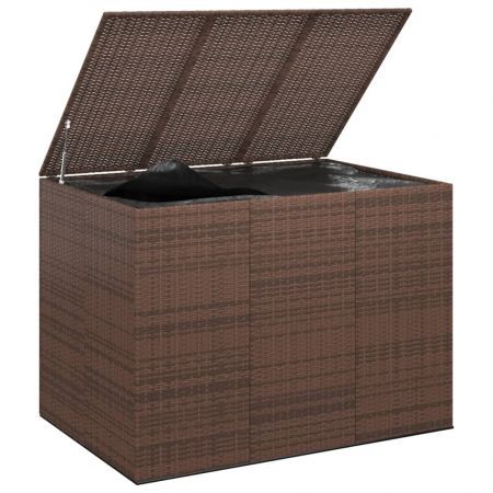 Garden Cushion Box PE Rattan 145x100x103 cm Brown