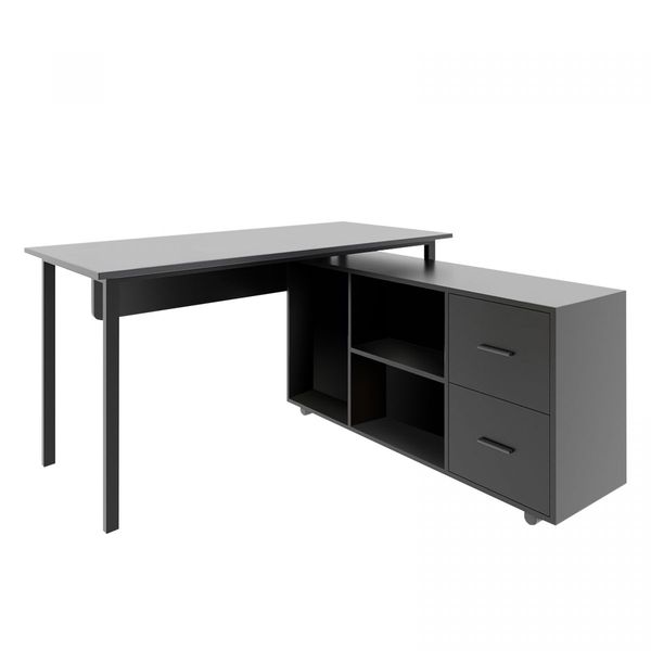 Computer Office Desk Study Bookcase Black Writing Study Laptop Table Bookshelf Workstation Storage Shelves Detachable Cabinet