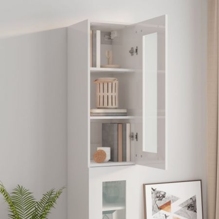 Hanging Wall Cabinet High Gloss White 34.5x34x90 cm