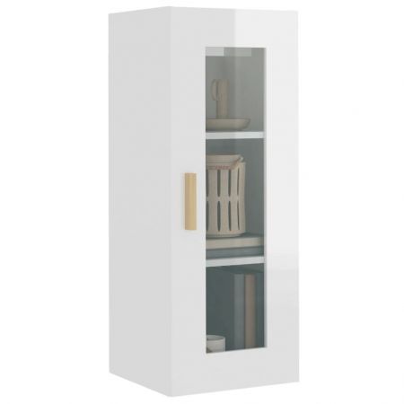 Hanging Wall Cabinet High Gloss White 34.5x34x90 cm