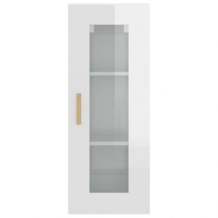 Hanging Wall Cabinet High Gloss White 34.5x34x90 cm