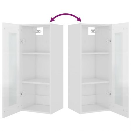 Hanging Wall Cabinet High Gloss White 34.5x34x90 cm