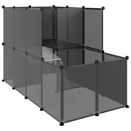 Small Animal Cage Black 142x74x93 cm PP and Steel