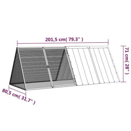 Rabbit Cage Grey 201.5x80.5x71 cm Galvanised Steel