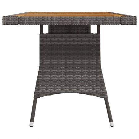 Garden Table Grey 130x70x72 cm Poly Rattan & Solid Acacia Wood