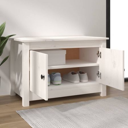 Shoe Cabinet White 70x38x45.5 cm Solid Wood Pine