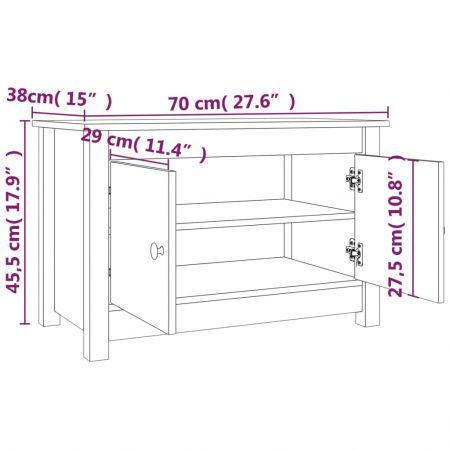 Shoe Cabinet White 70x38x45.5 cm Solid Wood Pine