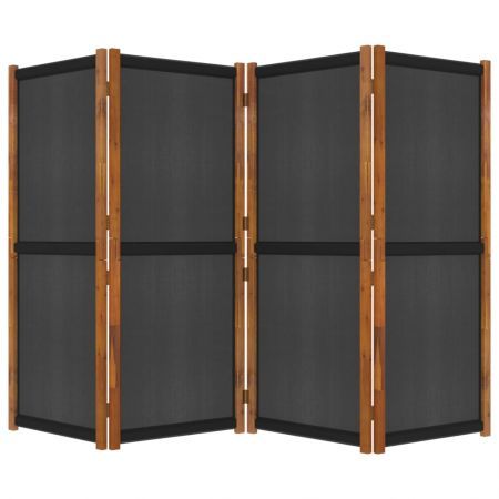 4-Panel Room Divider Black 280x180 cm