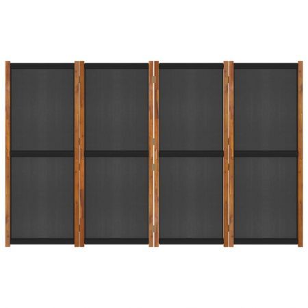 4-Panel Room Divider Black 280x180 cm