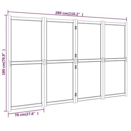 4-Panel Room Divider Black 280x180 cm