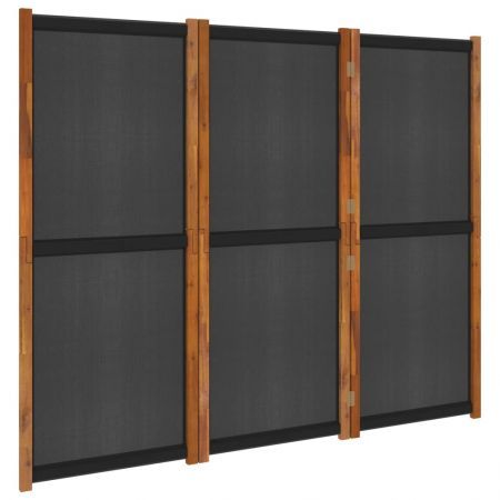 3-Panel Room Divider Black 210x180 cm