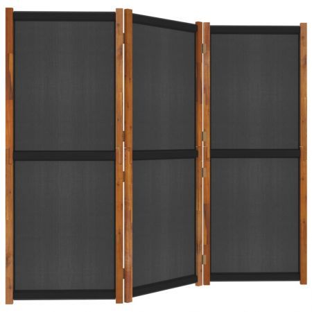 3-Panel Room Divider Black 210x180 cm