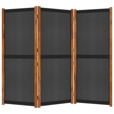 3-Panel Room Divider Black 210x180 cm