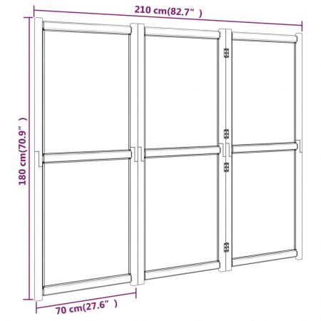 3-Panel Room Divider Black 210x180 cm