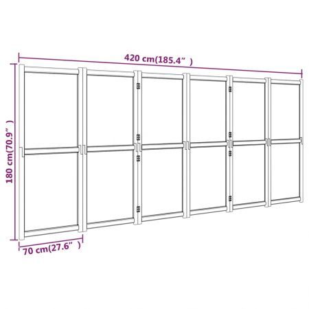 6-Panel Room Divider Cream White 420x180 cm