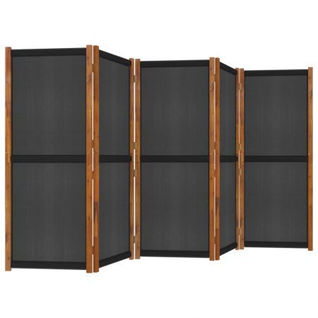 5-Panel Room Divider Black 350x180 cm