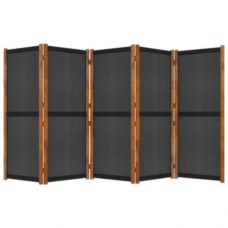 5-Panel Room Divider Black 350x180 cm