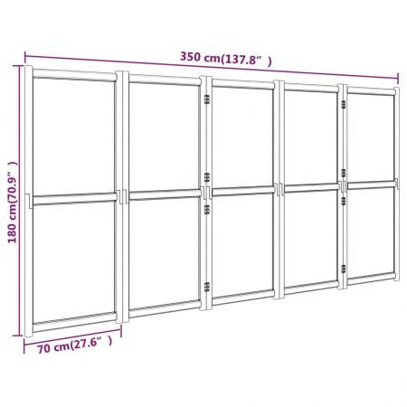 5-Panel Room Divider Black 350x180 cm