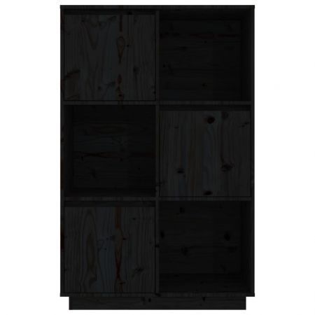 Highboard Black 74x35x117 cm Solid Wood Pine