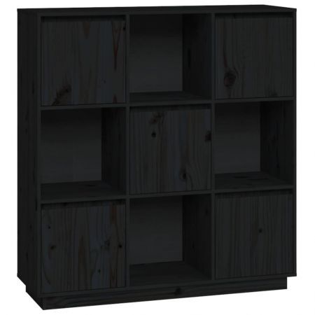 Highboard Black 110.5x35x117 cm Solid Wood Pine