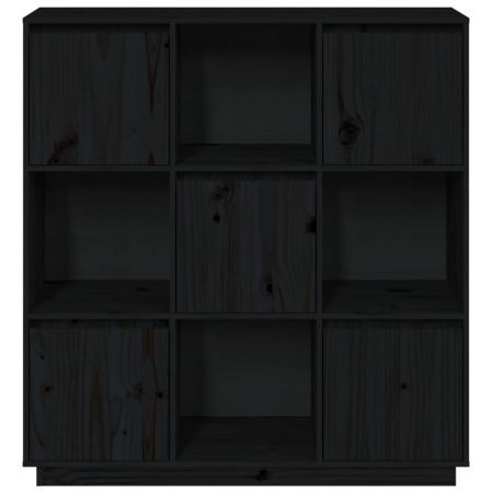 Highboard Black 110.5x35x117 cm Solid Wood Pine