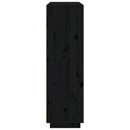 Highboard Black 110.5x35x117 cm Solid Wood Pine