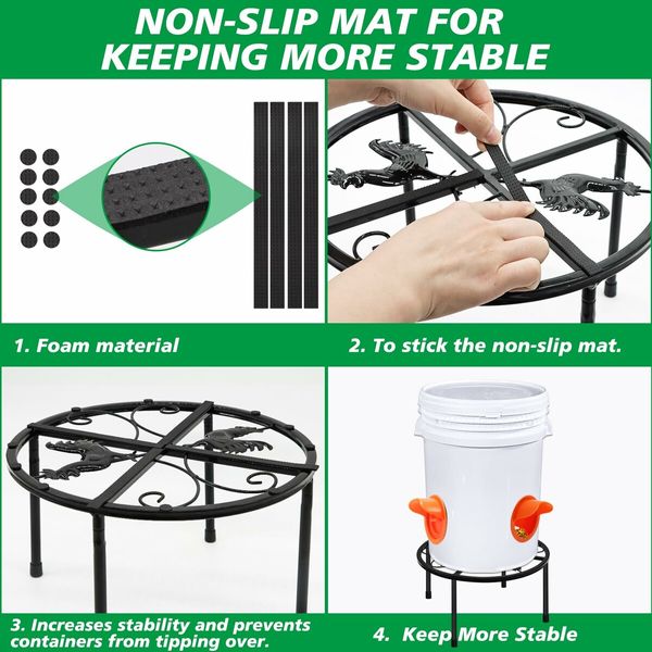 Metal Stand for Chicken Feeder Waterer,Iron Stand Holder with 4 Legs,Round Supports Rack for Buckets Barrels Equipped Installed with Feeder Waterer Port,for Coop Poultry Indoor Outdoor (2pack)