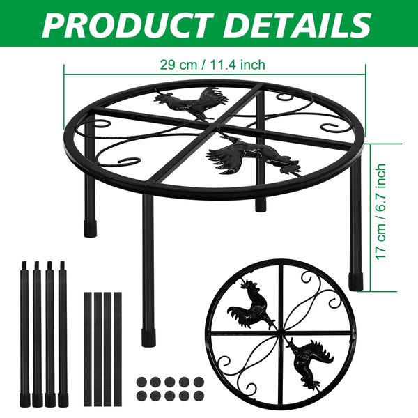 Metal Stand for Chicken Feeder Waterer,Iron Stand Holder with 4 Legs,Round Supports Rack for Buckets Barrels Equipped Installed with Feeder Waterer Port,for Coop Poultry Indoor Outdoor (2pack)