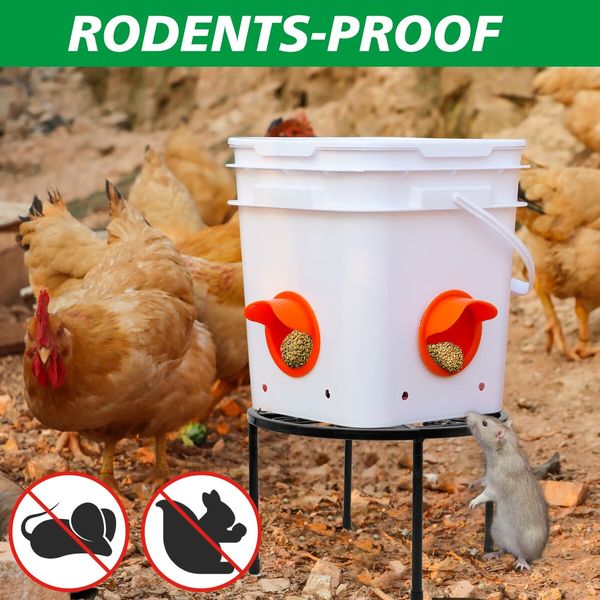 Metal Stand for Chicken Feeder Waterer,Iron Stand Holder with 4 Legs,Round Supports Rack for Buckets Barrels Equipped Installed with Feeder Waterer Port,for Coop Poultry Indoor Outdoor (2pack)