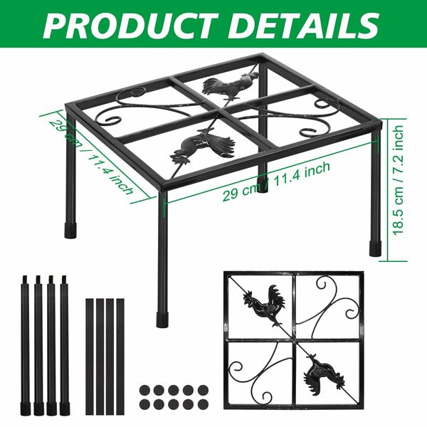 Metal Stand for Chicken Feeder Waterer,Iron Stand Holder with 4 Legs,Rectangular Supports Rack for Buckets Barrels Equipped Installed with Feeder Waterer Port,for Coop Poultry Indoor Outdoor (2pack)