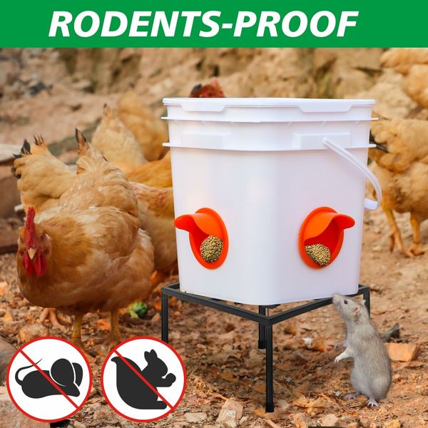 Metal Stand for Chicken Feeder Waterer,Iron Stand Holder with 4 Legs,Rectangular Supports Rack for Buckets Barrels Equipped Installed with Feeder Waterer Port,for Coop Poultry Indoor Outdoor (2pack)