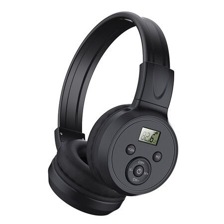 FM Radio Headphones Built-in Mic Automatic Scan Station Soft Memory Foam Earpads Foldable & Scalable Design