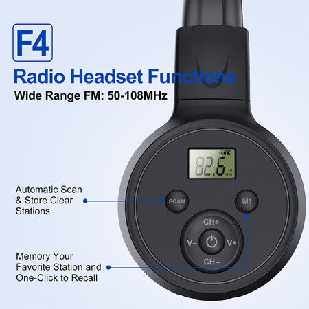 FM Radio Headphones Built-in Mic Automatic Scan Station Soft Memory Foam Earpads Foldable & Scalable Design