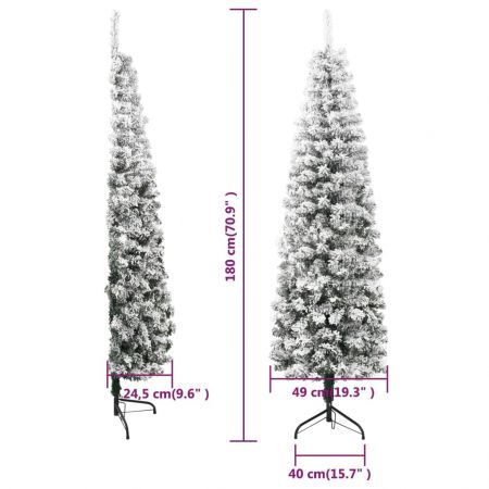 Slim Artificial Half Christmas Tree with Flocked Snow 180 cm