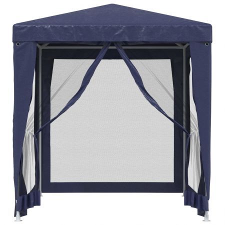 Party Tent with 4 Mesh Sidewalls Blue 2x2 m HDPE