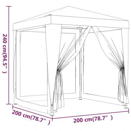 Party Tent with 4 Mesh Sidewalls Blue 2x2 m HDPE