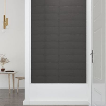 Wall Panels 12 pcs Dark Grey 60x15 cm Fabric 1.08 m²