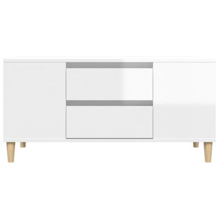 TV Cabinet High Gloss White 102x44.5x50 cm Engineered Wood