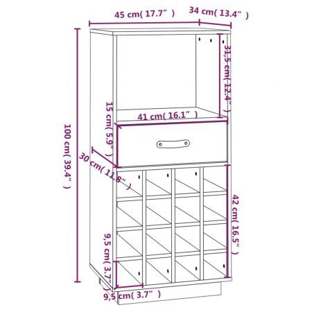 Wine Cabinet 45x34x100 cm Solid Wood Pine