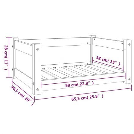 Dog Bed 65.5x50.5x28 cm Solid Pine Wood