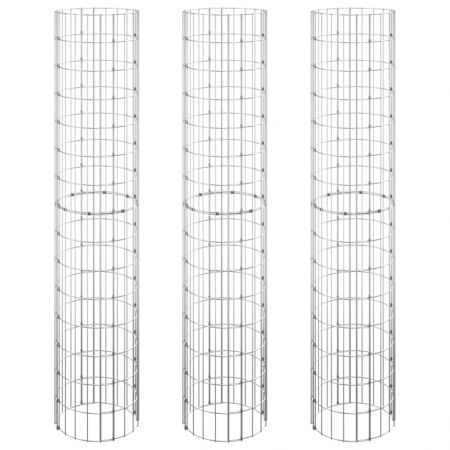 Circular Gabion Raised Beds 3 pcs Galvanised Steel Ø30x150 cm