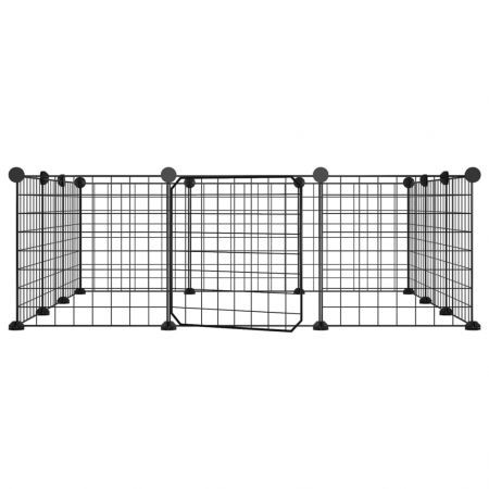 12-Panel Pet Cage with Door Black 35x35 cm Steel