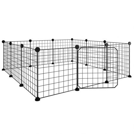 12-Panel Pet Cage with Door Black 35x35 cm Steel