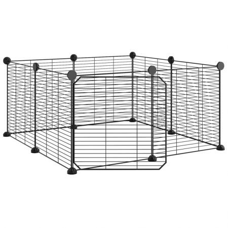 8-Panel Pet Cage with Door Black 35x35 cm Steel