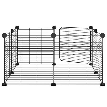 8-Panel Pet Cage with Door Black 35x35 cm Steel