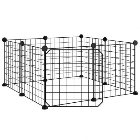 8-Panel Pet Cage with Door Black 35x35 cm Steel