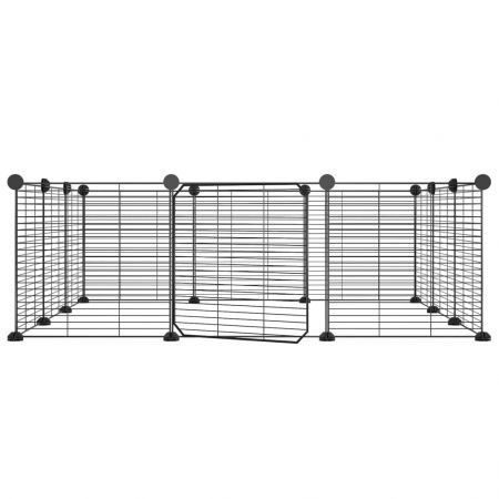 12-Panel Pet Cage with Door Black 35x35 cm Steel