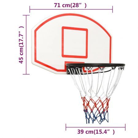 Basketball Backboard White 71x45x2 cm Polyethene