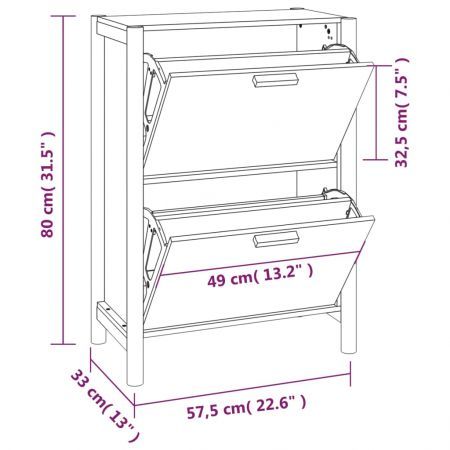 Shoe Cabinet White 57.5x33x80 cm Engineered Wood